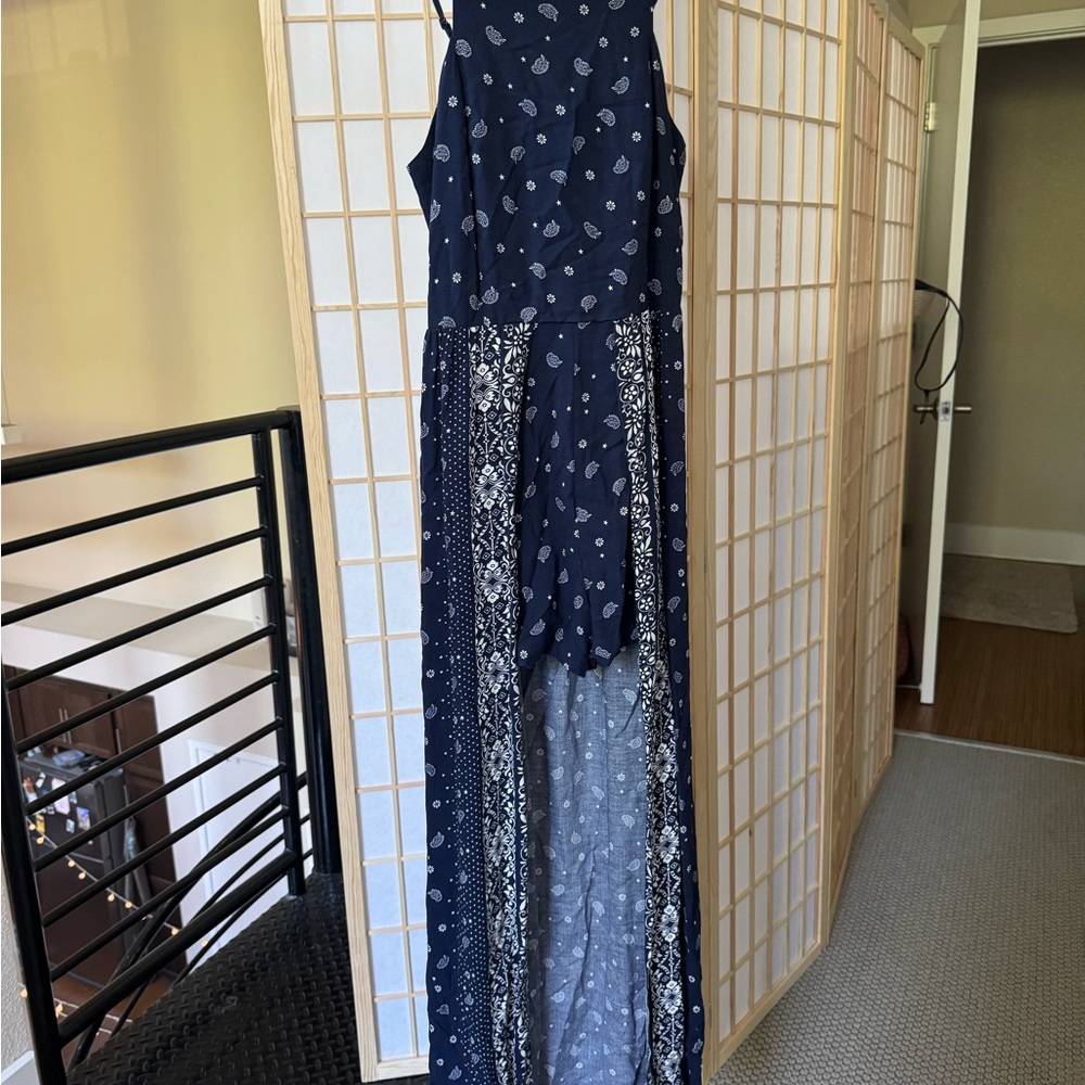 Elegant Navy Blue Maxi romper Dress